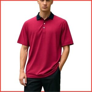F&G Tech Men’s Classic Polo Shirt. Red, Navy. Large